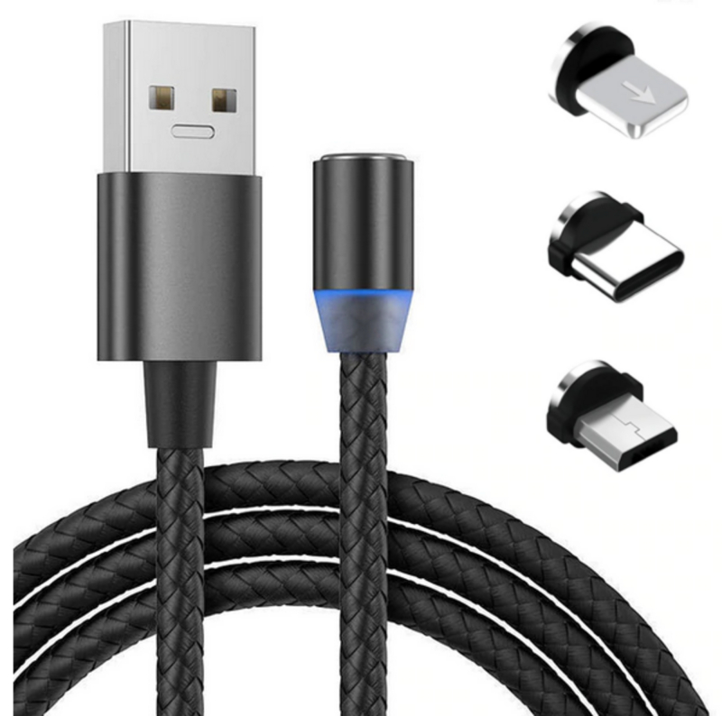 Magnetisk Usb Ladekabel, Sort