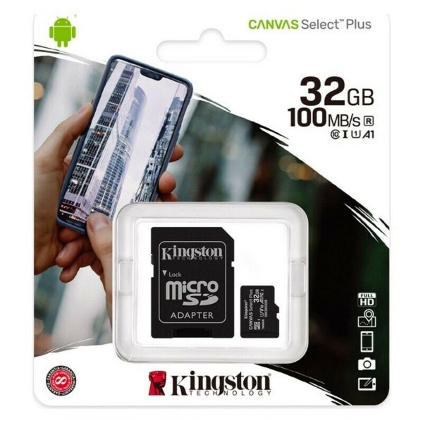 Kingston 32gb Micro Sd Memory Kort Med Adaptor 100 Mb/s