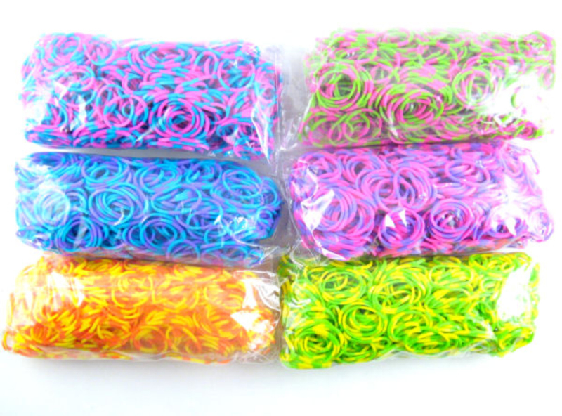 2-farvede Loom Bands, 600stk