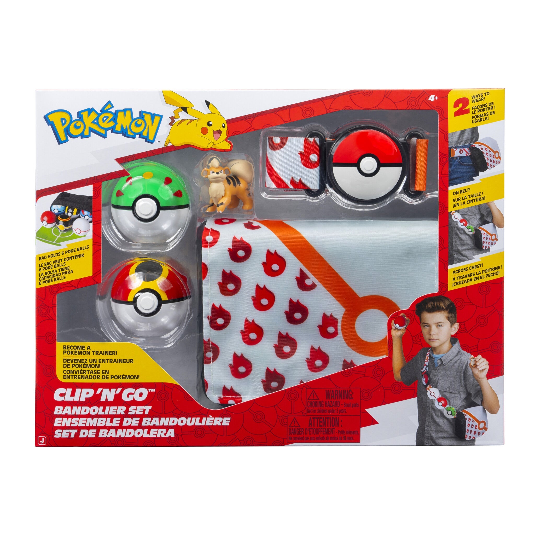 Pokémon Clip N Go Sæt  -  Growlithe Med Poké Ball Legetøj - Geekd.dk