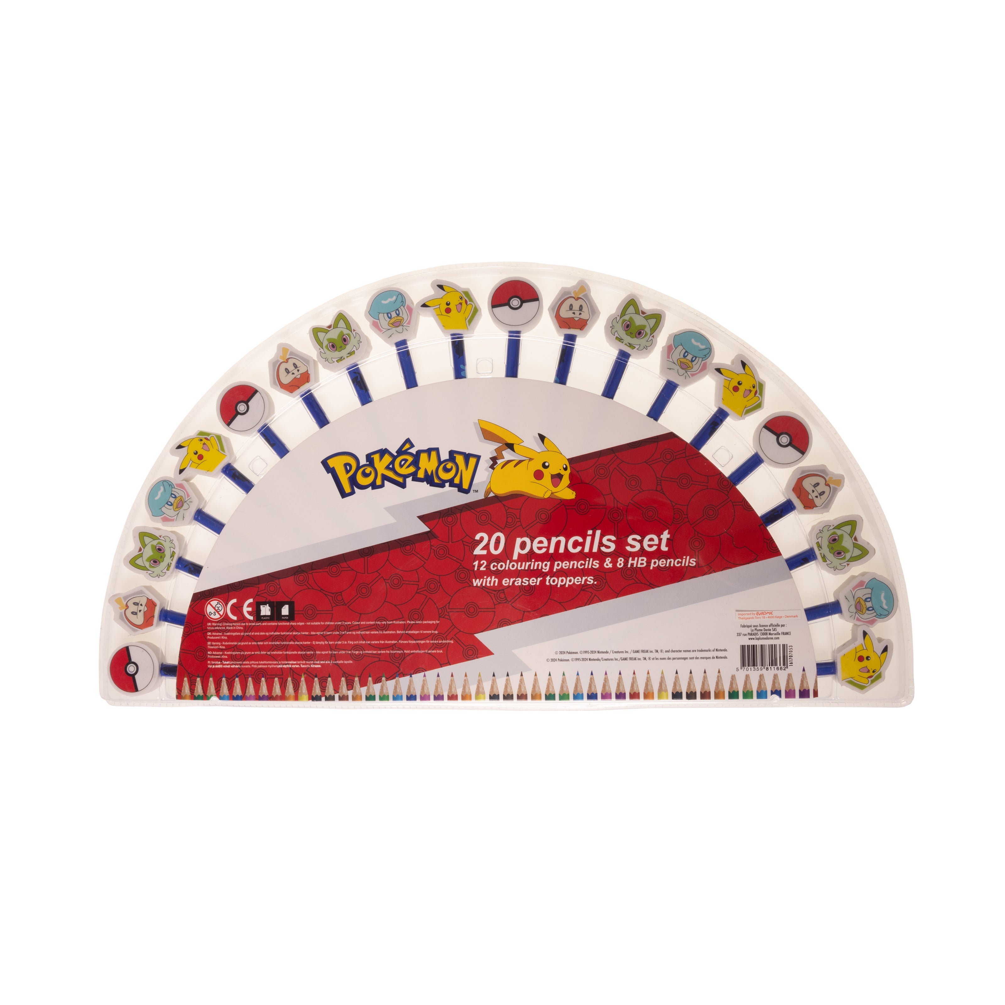 Pokémon - Blyant Sæt W/toppers (20-pack) (161707053) Skrivesæt - Geekd.dk