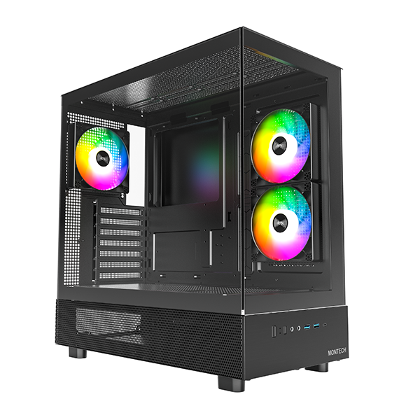 Montech Xr Tg Sort- 3x 120 Argb Pwm Fans Kabinet - Geekd.dk