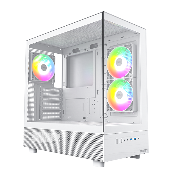 Montech Xr Tg Hvid - 3x 120 Argb Pwm Fans Kabinet - Geekd.dk