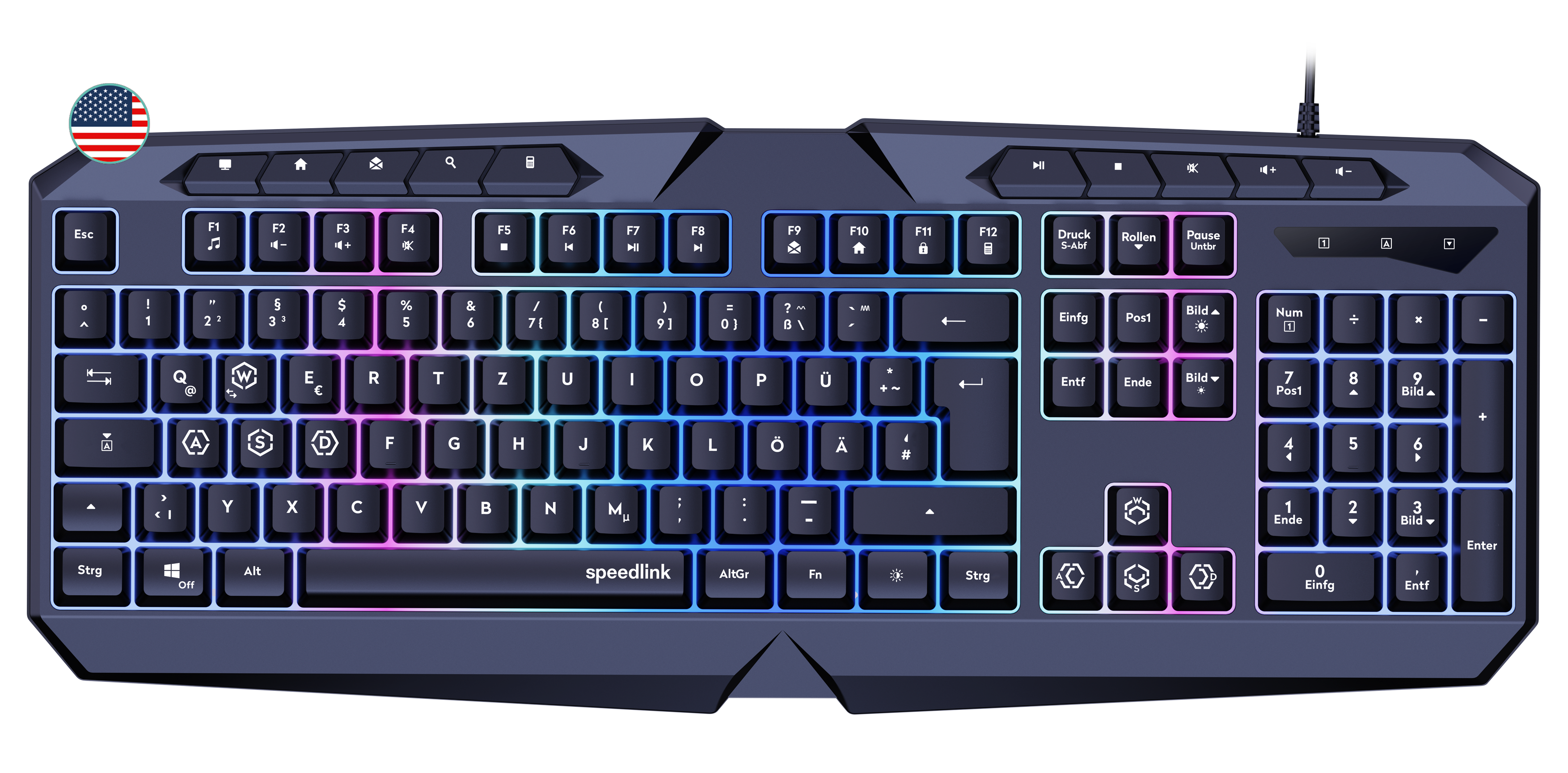 Speedlink - Ludicium Rgb Rainbow Gaming Tastatur, Sort - Us Layout - Geekd.dk