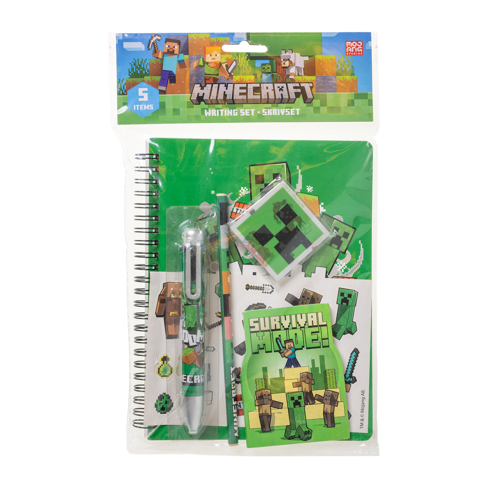 Stor - Minecraft Writing Set W/ Multi-col. Pen (166506128) Skrivesæt - Geekd.dk