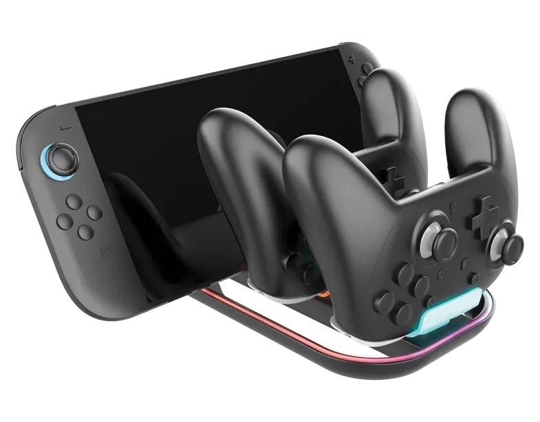 Tri Opladningsstation Til Nintendo Switch Ii Konsol Tilbehør - Geekd.dk
