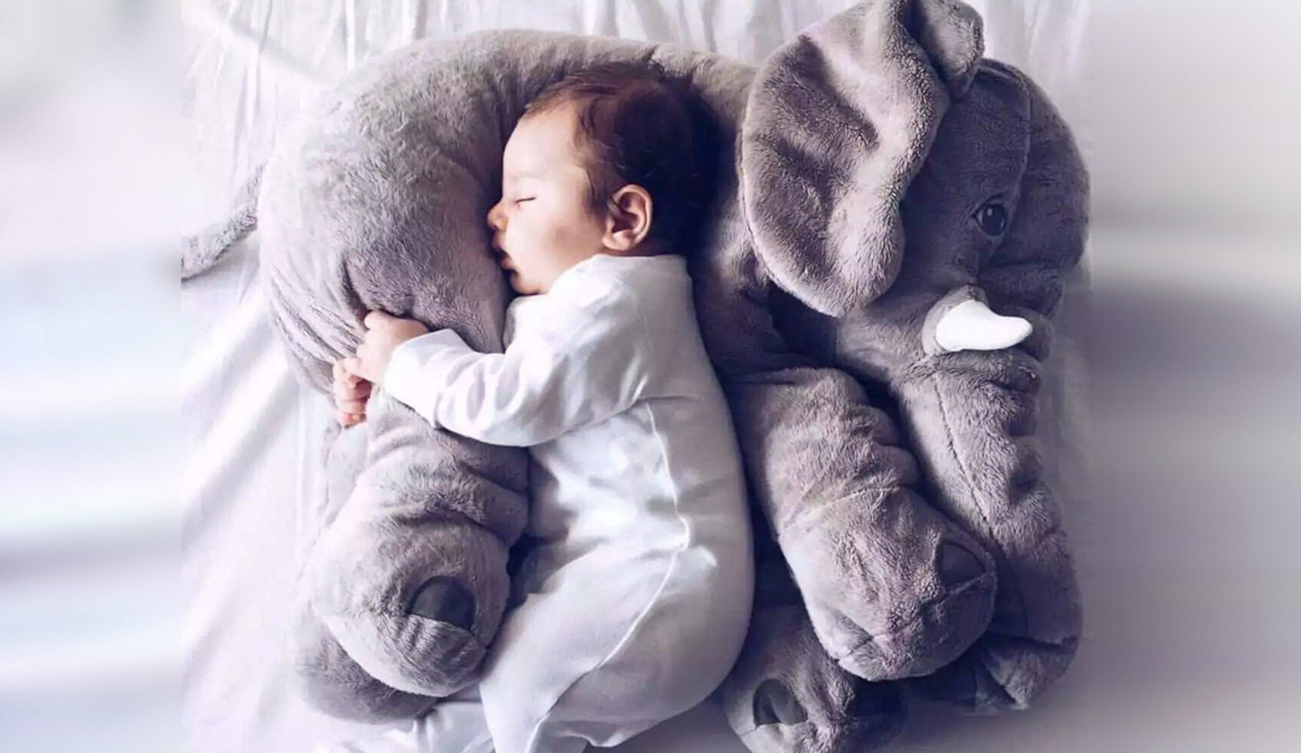 Elefant Krammebamse 60 Cm  Blød Bamse Til Tryg Søvn For Baby Og Barn
