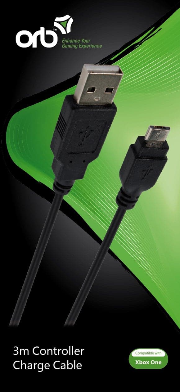 Xbox One - Controller Oplader Kabel 3 Meter (orb) - Geekd.dk