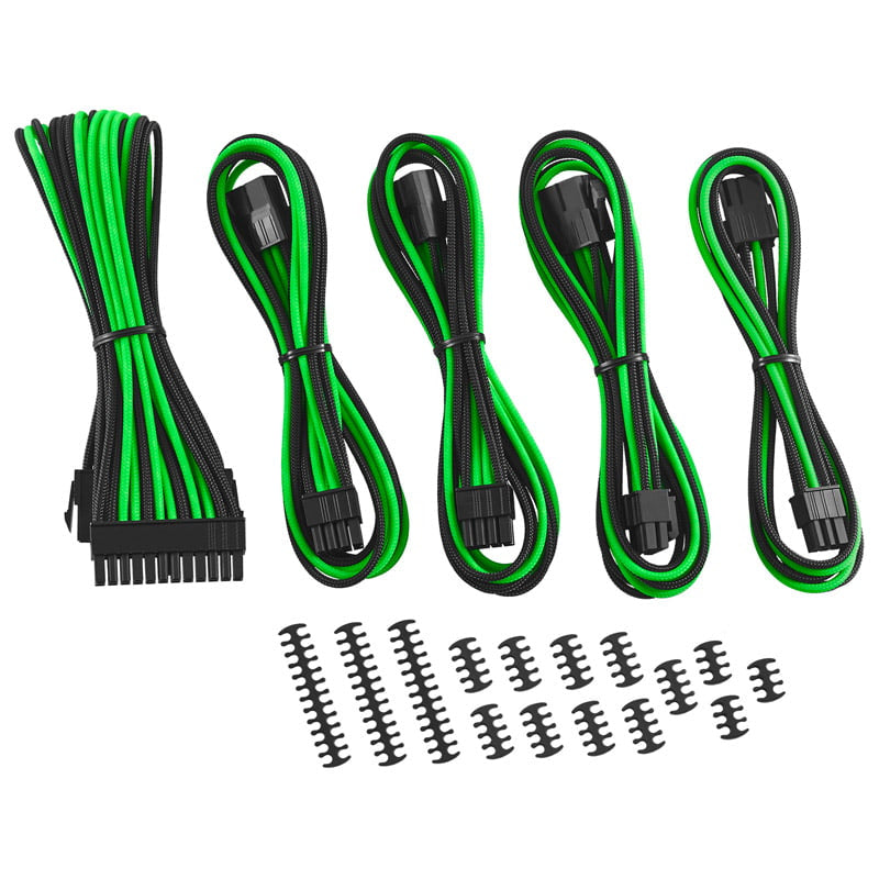 Cablemod Classic Modmesh Cable Extension Kit - 8+6 Series - Black/light Green Kabelforlænger - Geekd.dk
