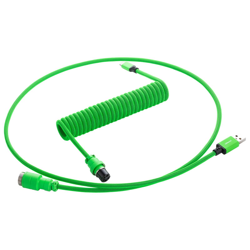 Cablemod Pro Coiled Keyboard Cable Usb A To Usb Type C, Viper Green - 150cm Usb Kabler - Geekd.dk