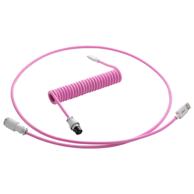 Cablemod Pro Coiled Keyboard Cable Usb A To Usb Type C, Strawberry Cream - 150cm Usb Kabler - Geekd.dk
