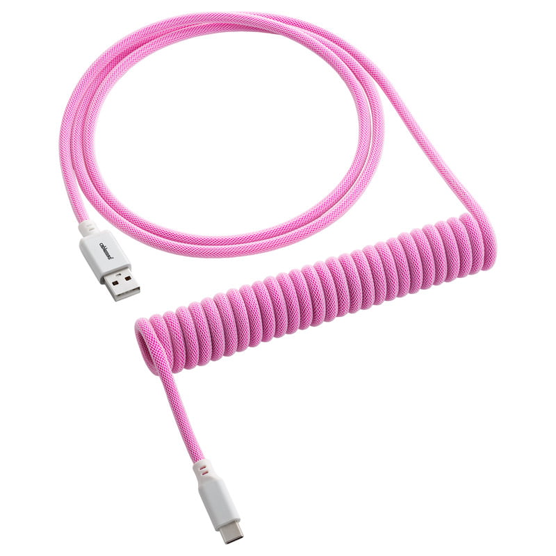 Cablemod Classic Coiled Keyboard Cable Usb A To Usb Type C, Strawberry Cream - 150cm Usb Kabler - Geekd.dk