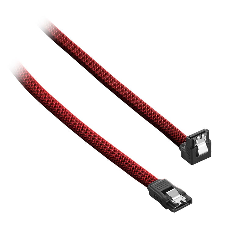 Cablemod Modmesh Right Angle Sata 3 Cable 30cm - Blood Red Sata Kabel - Geekd.dk
