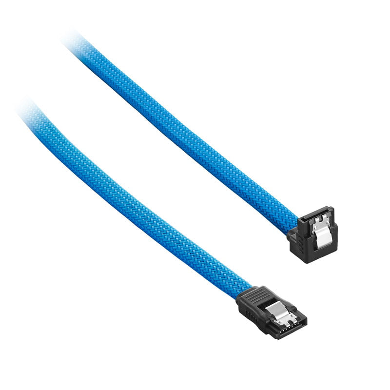 Cablemod Modmesh Right Angle Sata 3 Cable 30cm - Light Blue Sata Kabel - Geekd.dk