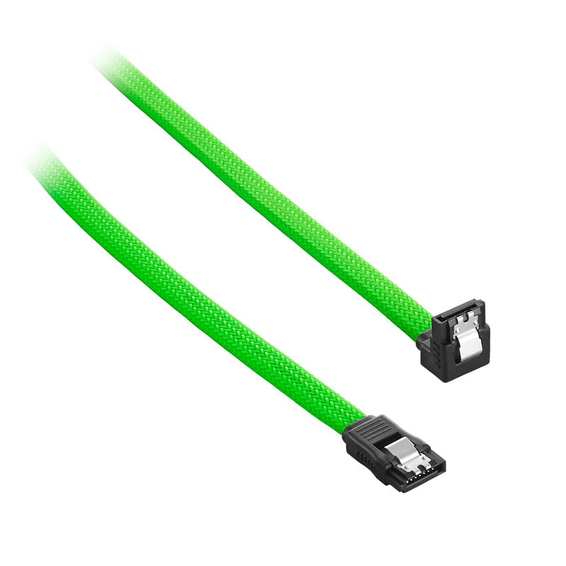 Cablemod Modmesh Right Angle Sata 3 Cable 60cm - Light Green Sata Kabel - Geekd.dk