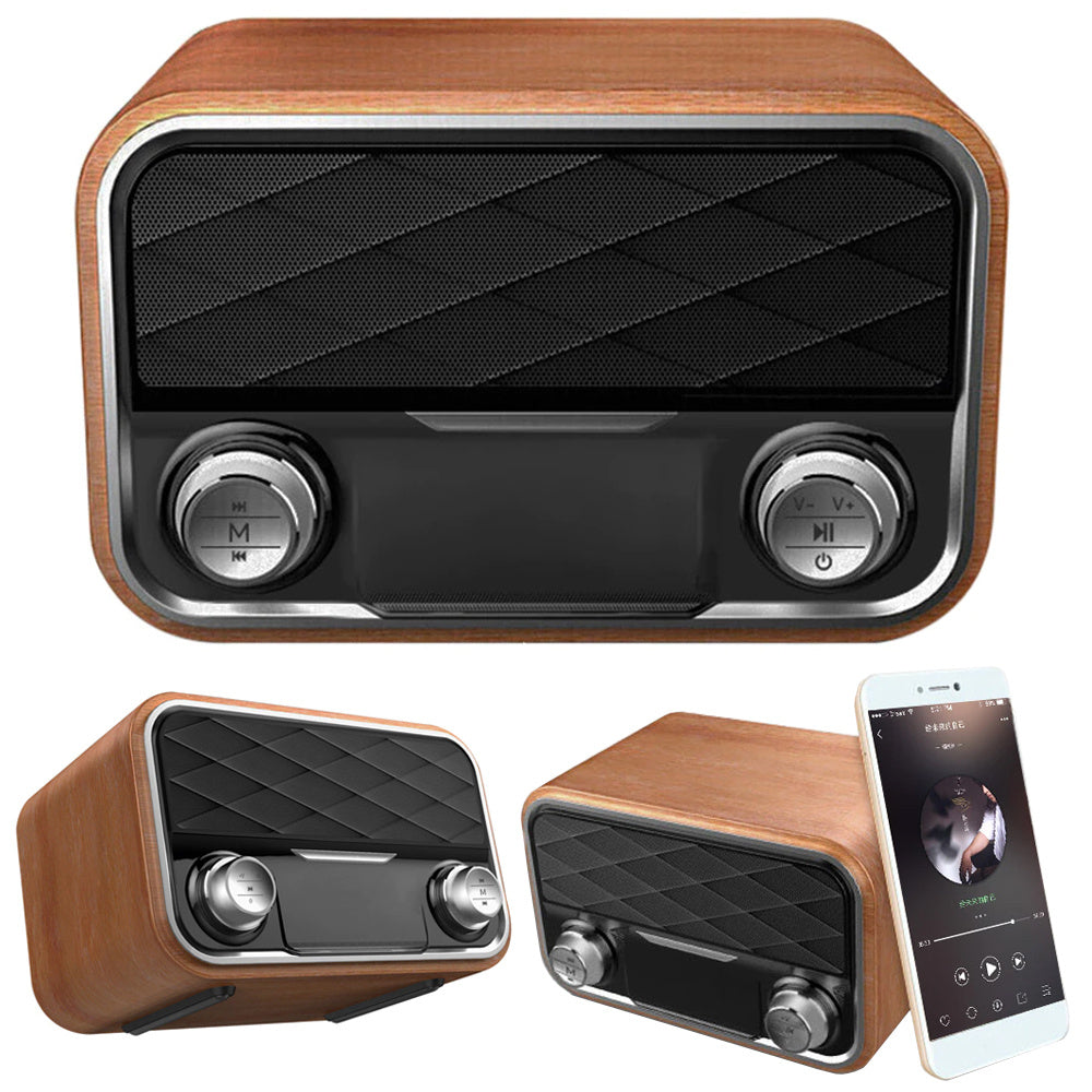 Bluetooth Højttaler Med Retro Design, Fm Radio Og Aux