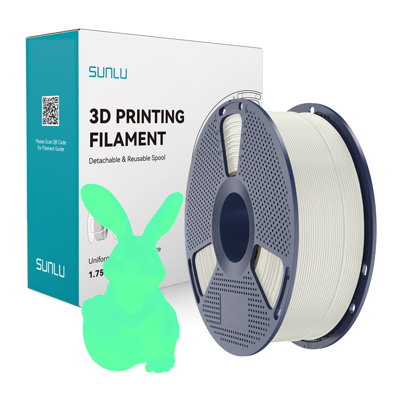 Sunlu Pla Glow-in-the-dark Filament  -  Hvid Med Grøn Efterglød, 1,75 Mm, 1 Kg - Geekd.dk
