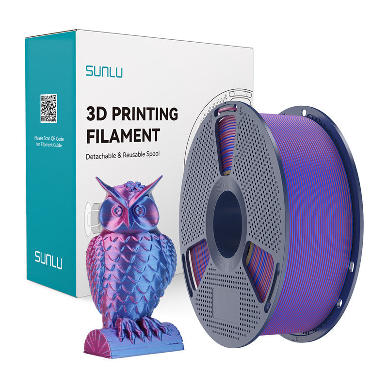 Sunlu Pla+ Silk Dual Color Filament  -  Rød/blå, 1,75 Mm, 1 Kg - Geekd.dk