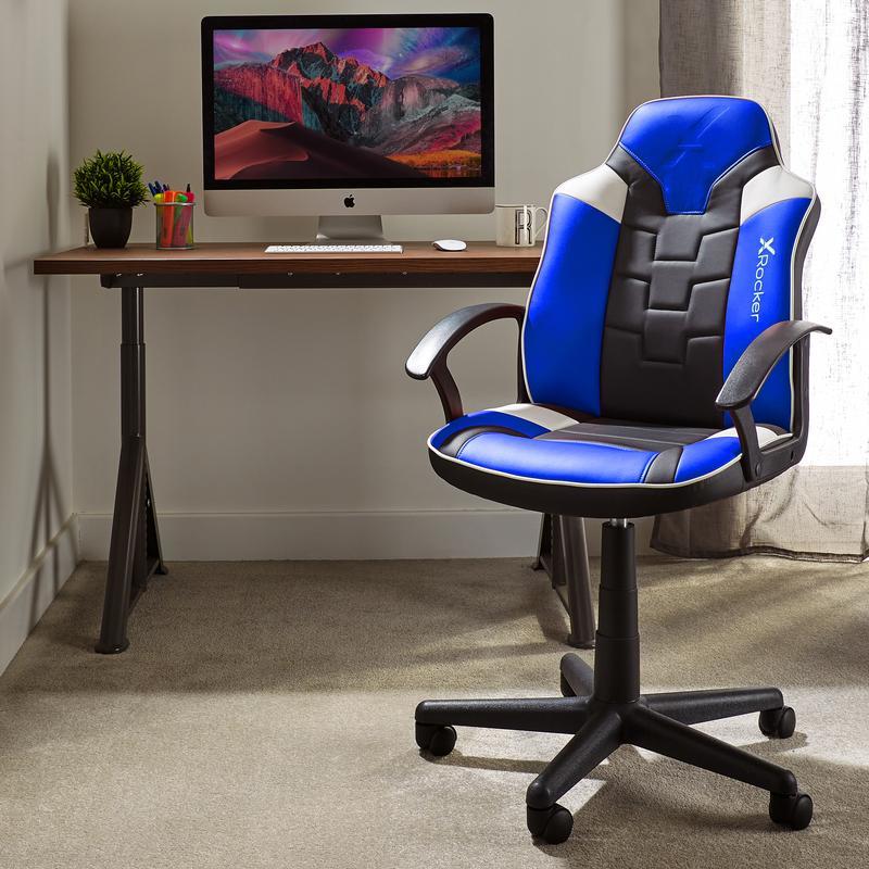 X-rocker Saturn Junior Esports Gamingstol  -  Sort/blå - Geekd.dk
