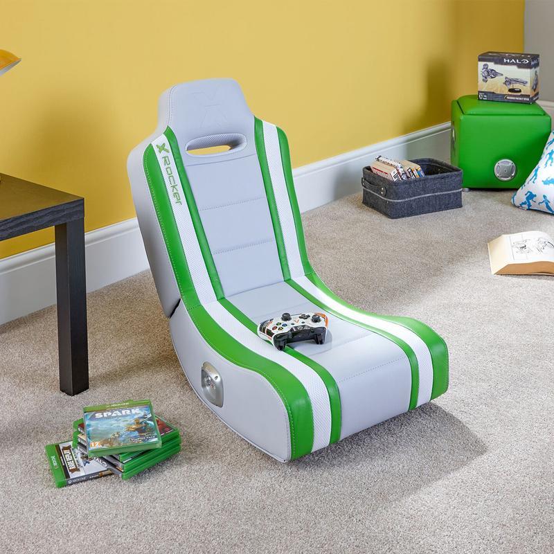 X-rocker Shadow 2.0 Gamingstol Med Lyd  -  Grøn/hvid - Geekd.dk