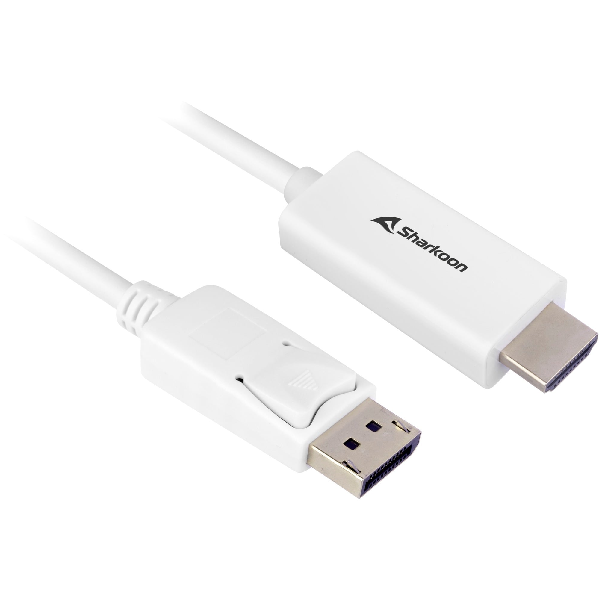 Sharkoon Displayport 1.2 Til Hdmi 2.0 Adapterkabel  -  Hvid, 1 M, 4k 60 Hz Display Adapter - Geekd.dk