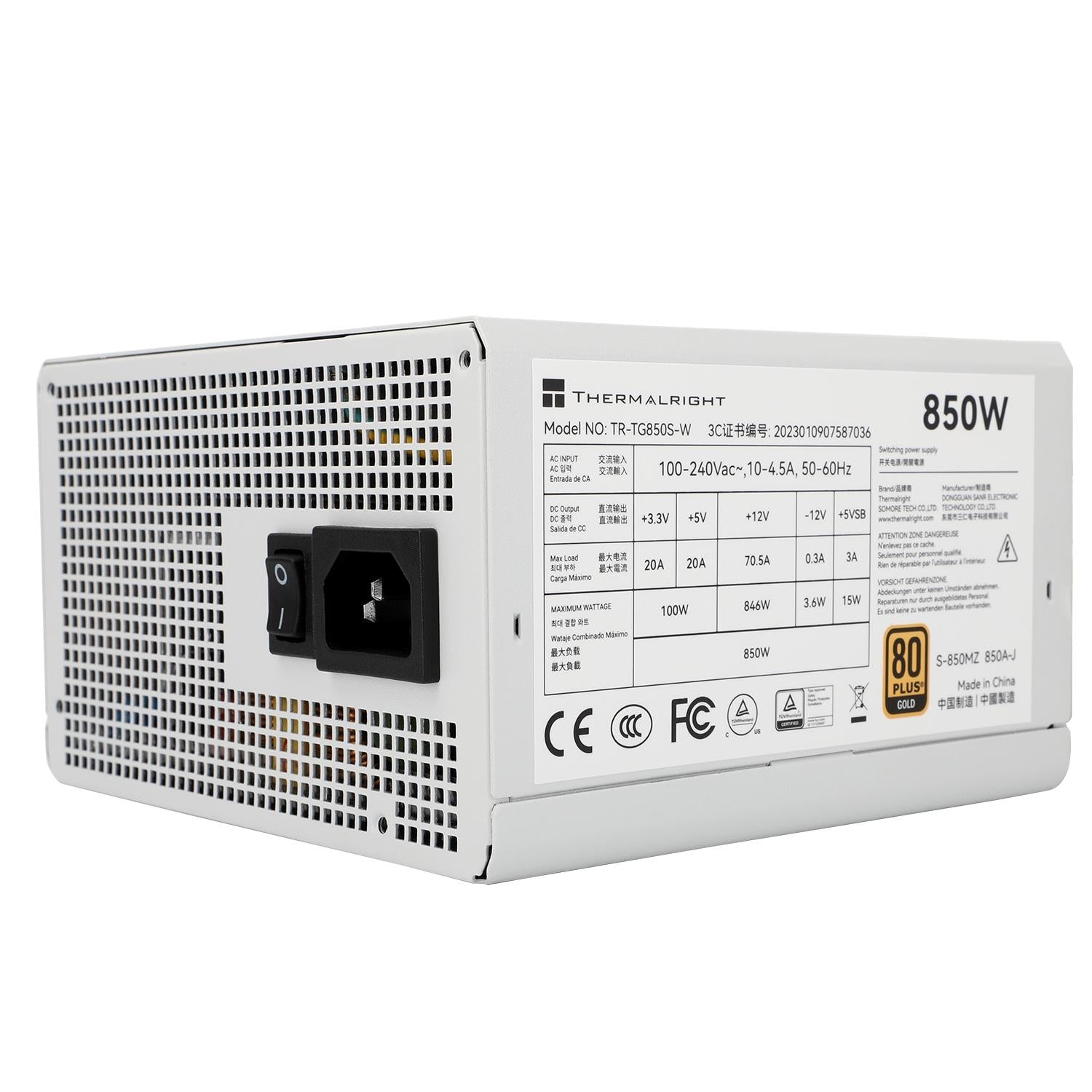 Thermalright Tg-850s-w  -  850 W Gold Strømforsyning, Hvid - Geekd.dk