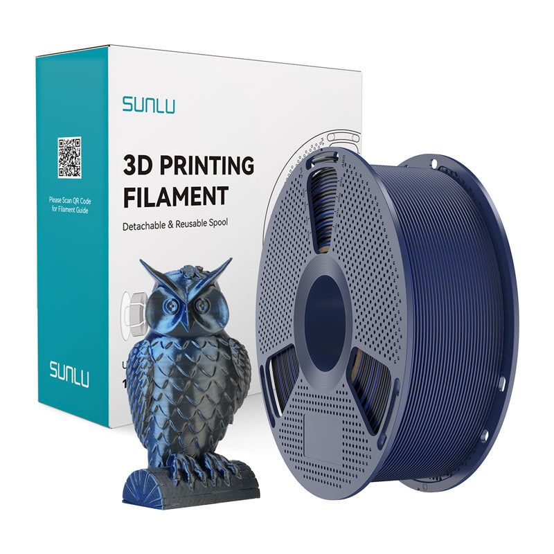 Sunlu Pla+ Silk Dual Color Filament  -  Sort/blå, 1,75 Mm, 1 Kg - Geekd.dk