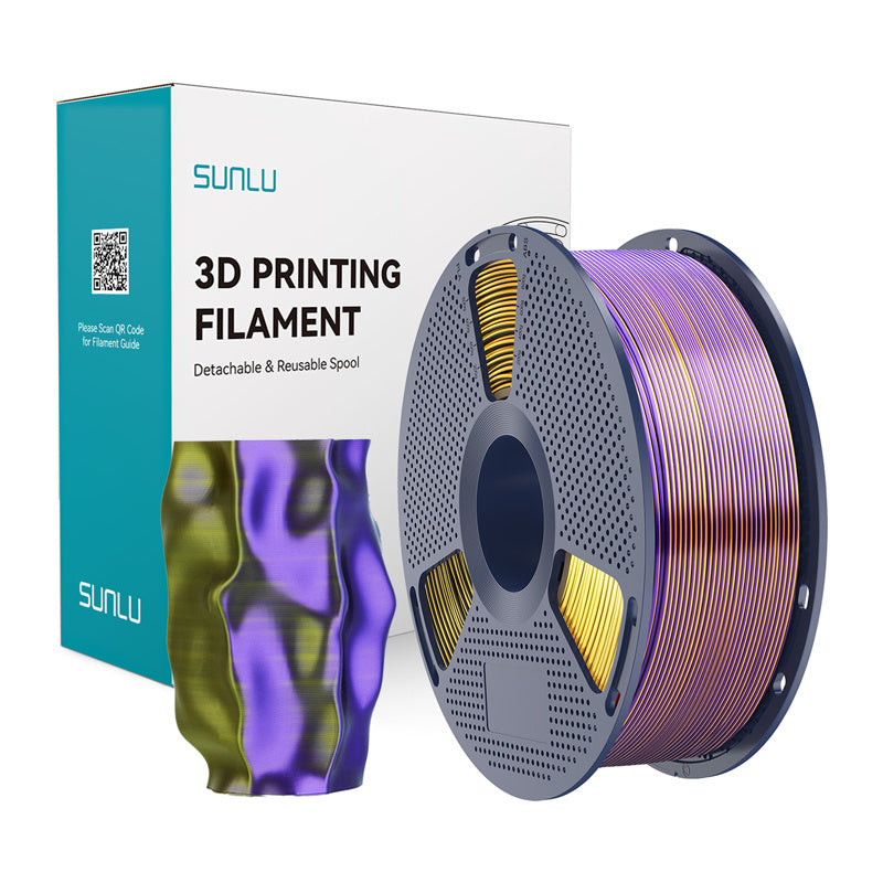 Sunlu Pla+ Silk Tri-color Filament  -  Sort/guld/lilla, 1,75 Mm, 1 Kg - Geekd.dk
