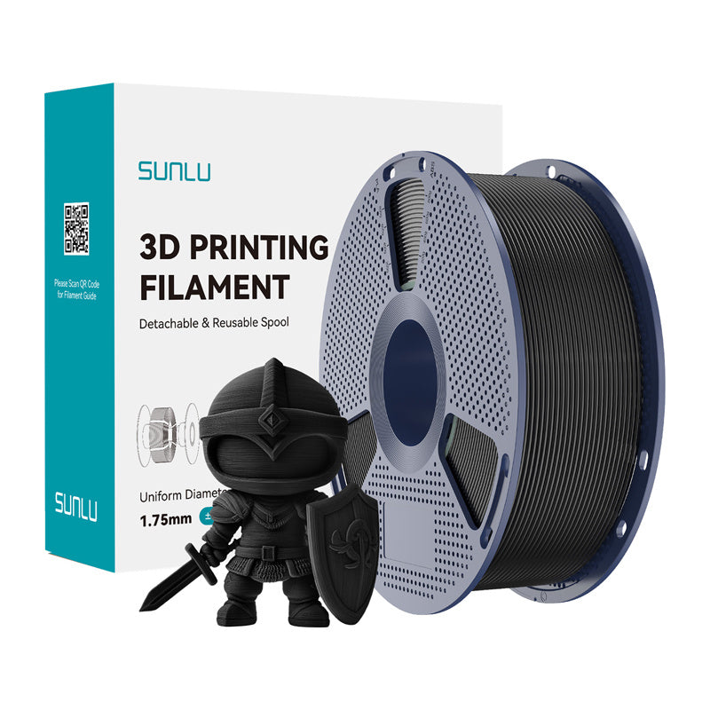 Sunlu Pla+ Filament  -  Sort, 1,75 Mm, 1 Kg - Geekd.dk