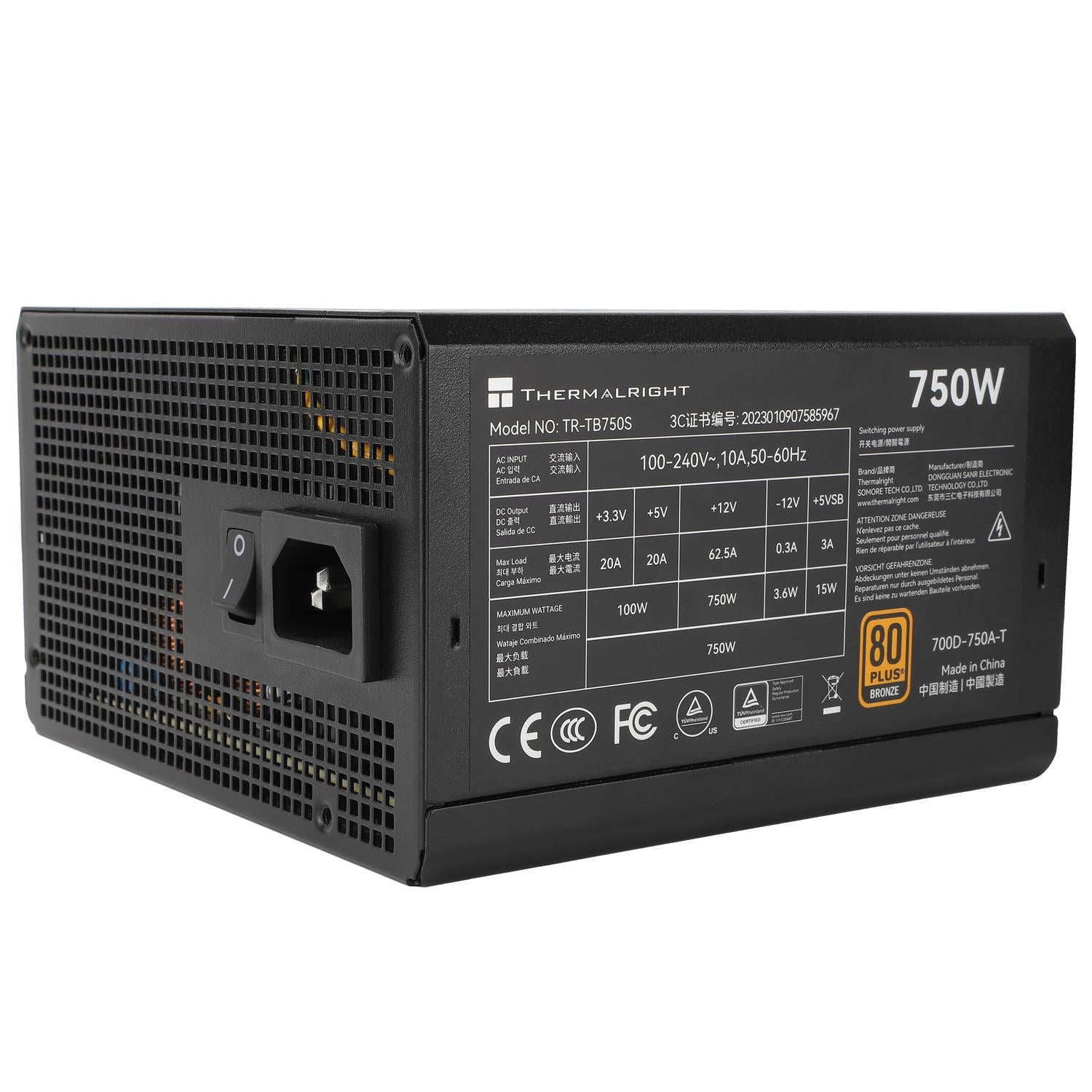 Thermalright Tr-tb750s Sort - Psu, 80+ Bronze, 750w Strømforsyning - Geekd.dk