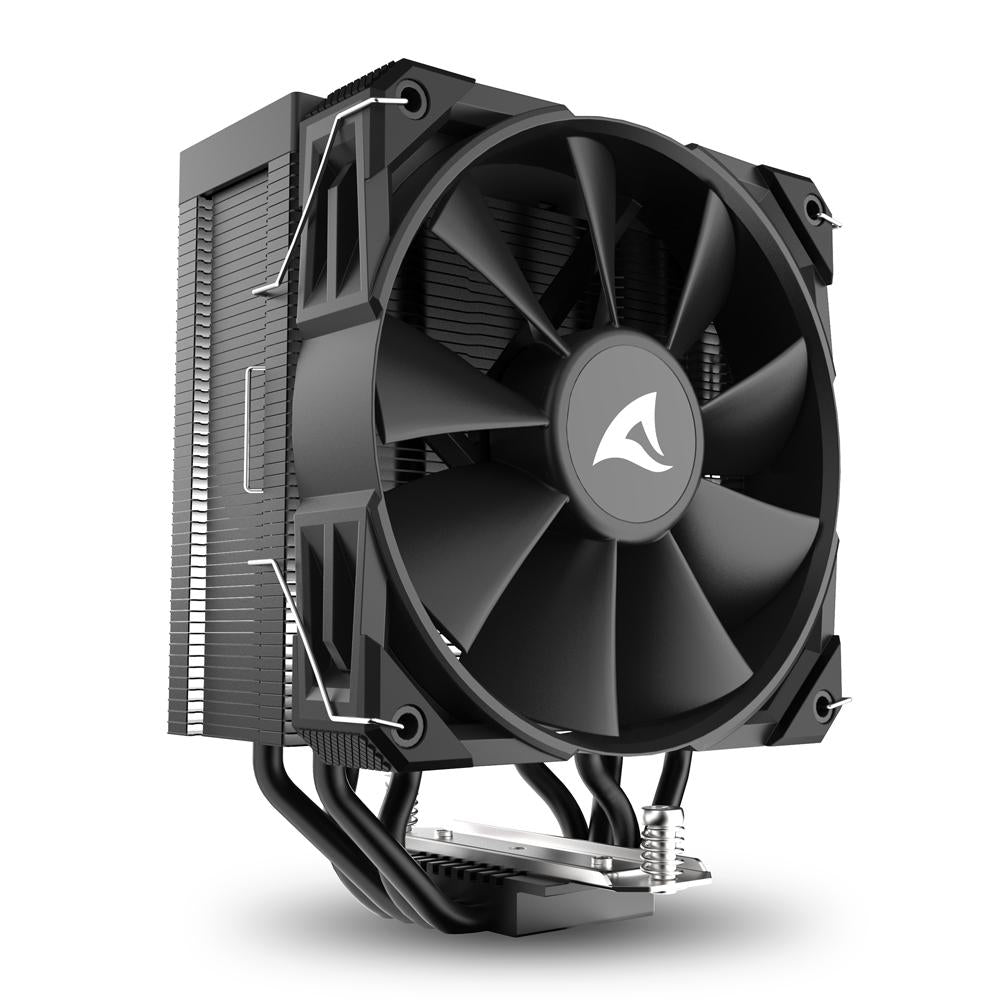 Sharkoon A40 Cpu-luftkøler  -  Sort, 120 Mm Pwm Og 4 Heatpipes Cpu Køler - Geekd.dk
