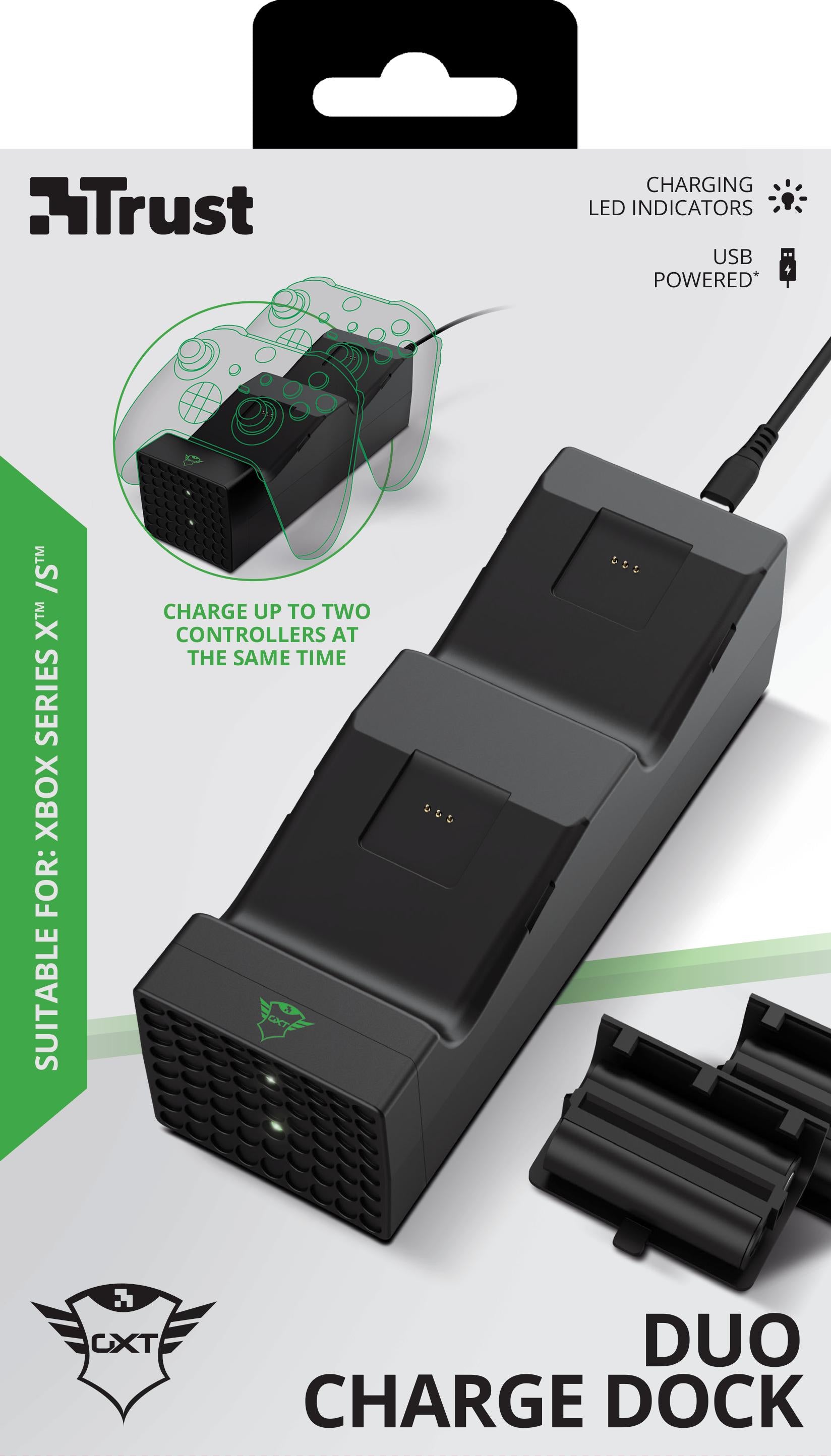 Trust Gxt 250 Duo Charging Dock Til Xbox Series X|s  -  Sort - Geekd.dk