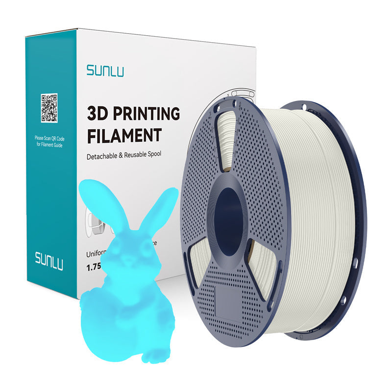 Sunlu Pla Glow-in-the-dark Filament  -  Hvid Med Blå Efterglød, 1,75 Mm, 1 Kg - Geekd.dk