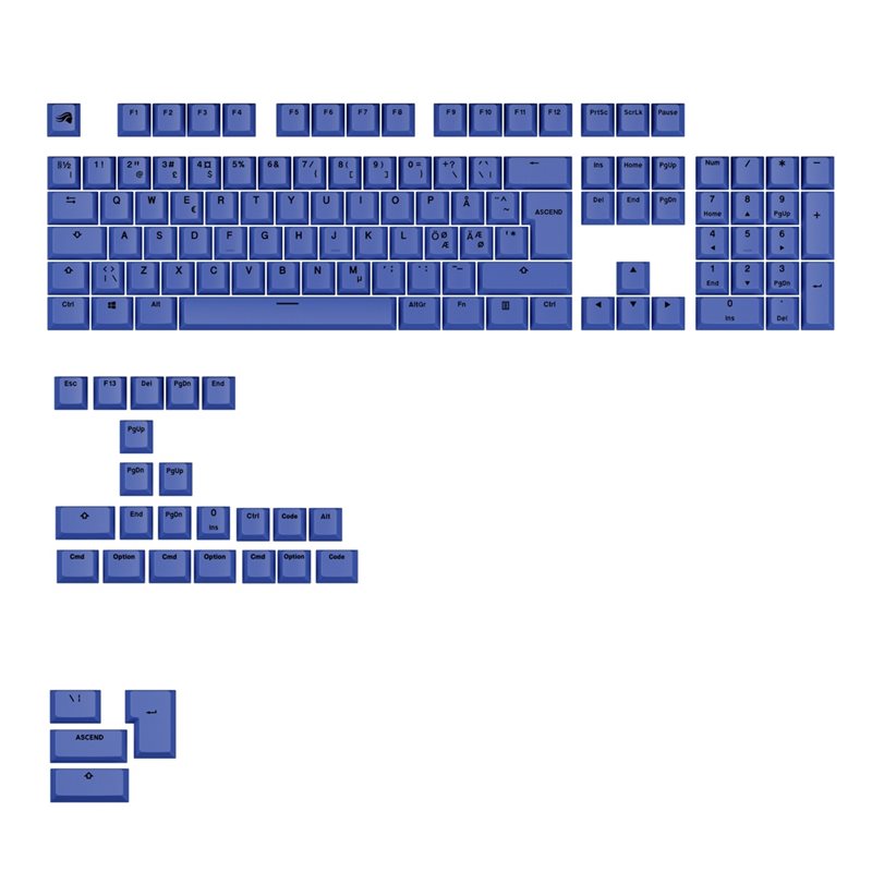 Glorious Gpbt Basics Keycaps Mana Blue - (131pcs) - Geekd.dk