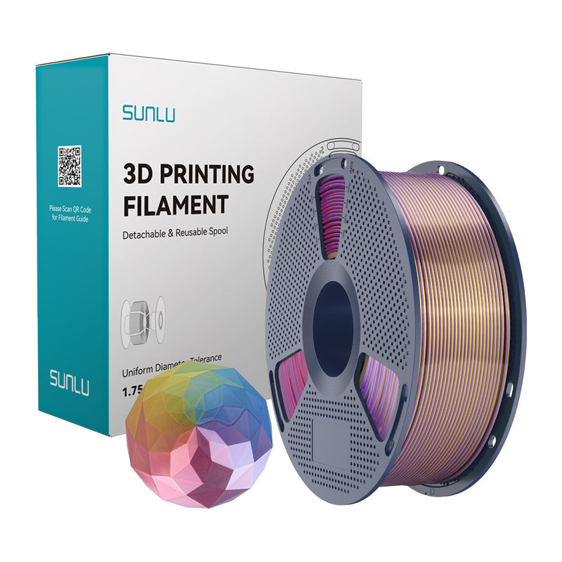 Sunlu Pla+ Silk Forth-color Filament  -  Blå/lilla/rød/guld, 1,75 Mm, 1 Kg - Geekd.dk