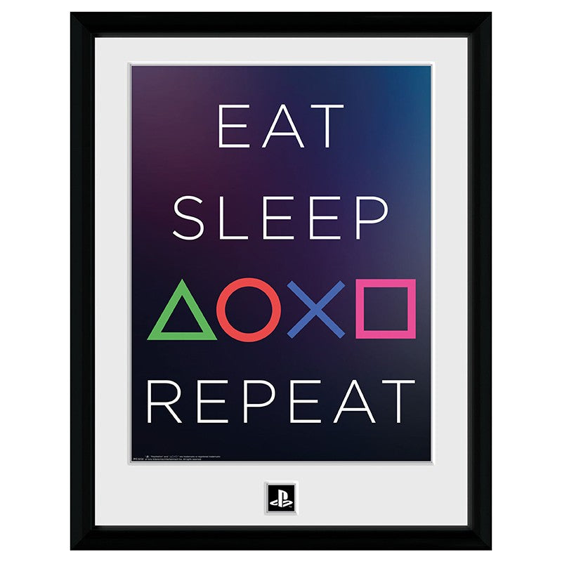 Playstation Eat Sleep Repeat  -  Indrammet Plakat 30,5 ã 40,6 Cm - Geekd.dk