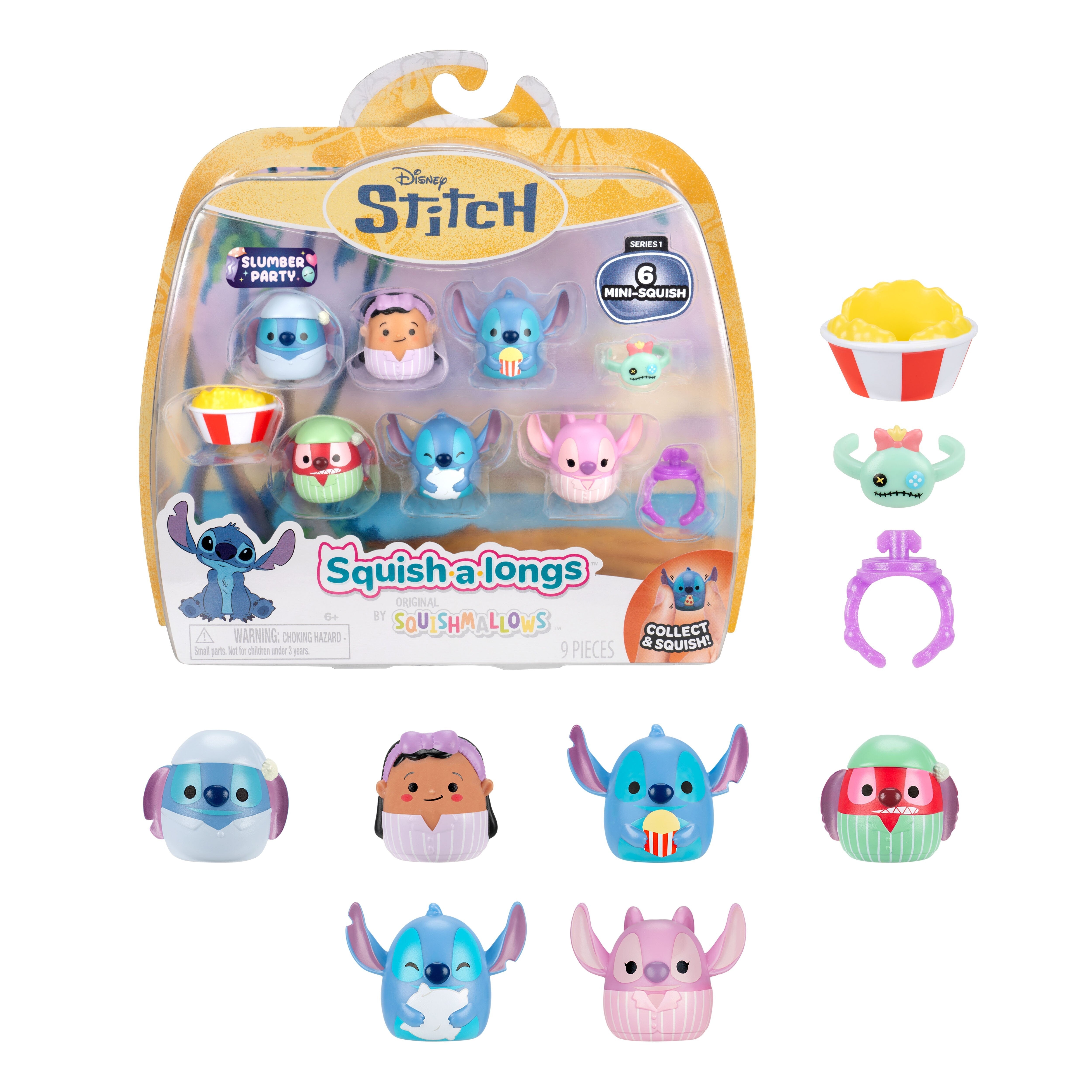 Squish-a-longs Disney Stitch  -  6 Minifigurer 2,5 Cm - Geekd.dk