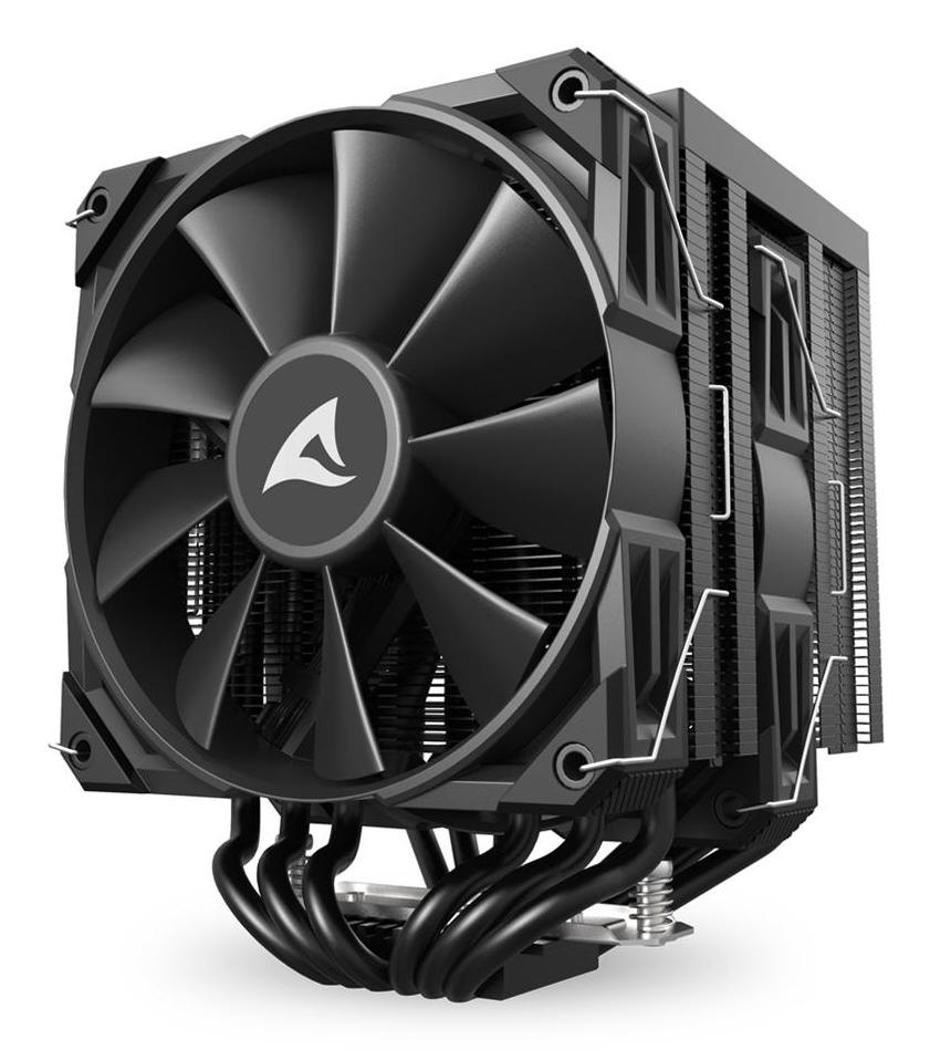 Sharkoon A60 Cpu-luftkøler  -  Sort, Dual Tower Og 2 ã 120 Mm Pwm Cpu Køler - Geekd.dk