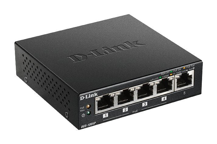 D-link Dgs-1005p/e  -  5-port Gigabit Poe+ Switch - Geekd.dk