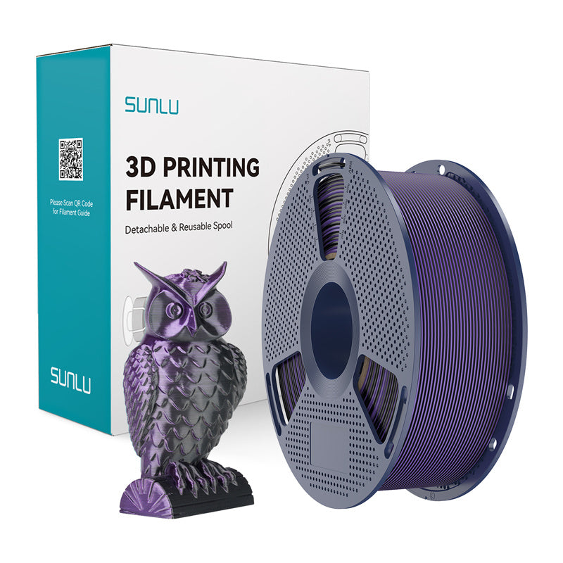 Sunlu Pla+ Silk Dual Color Filament  -  Sort/lilla, 1,75 Mm, 1 Kg - Geekd.dk