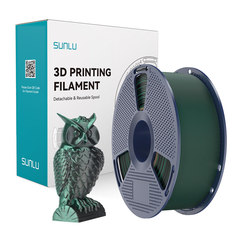 Sunlu Pla+ Silk Dual Color Filament  -  Sort/grøn, 1,75 Mm, 1 Kg - Geekd.dk