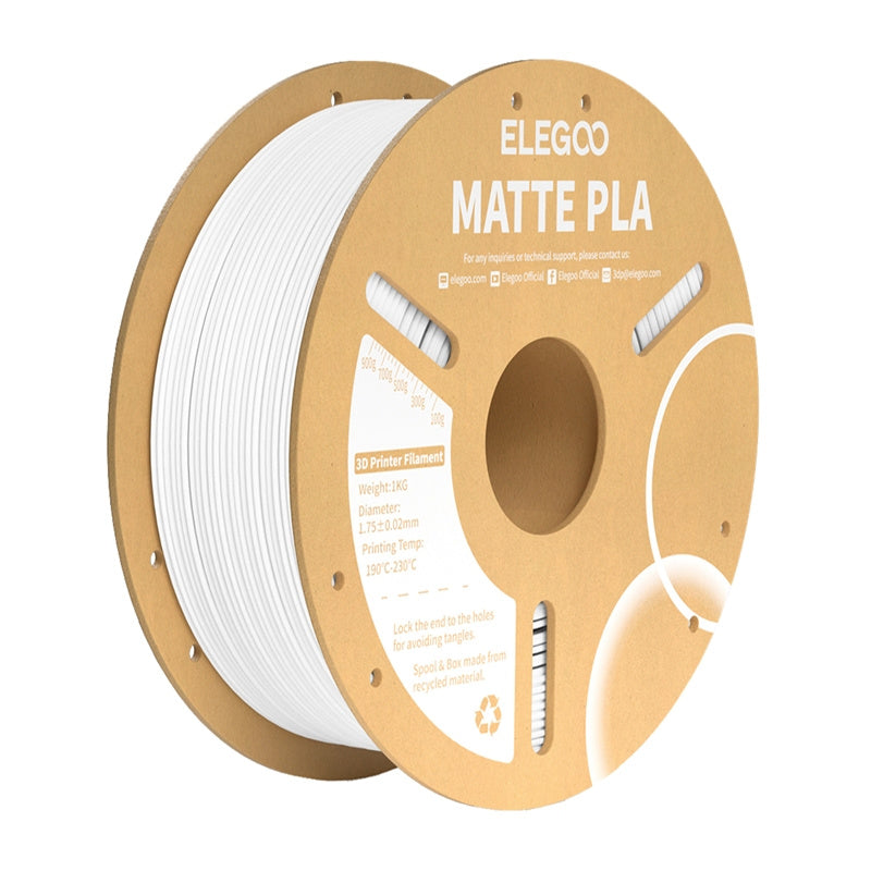 Elegoo Pla Matte Filament  -  Hvid, 1 Kg - Geekd.dk