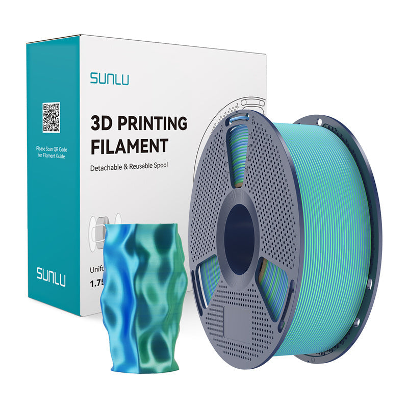 Sunlu Pla+ Silk Dual Color Filament  -  Blå/grøn, 1,75 Mm, 1 Kg - Geekd.dk