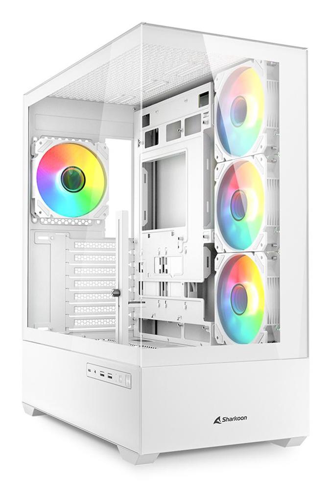 Sharkoon Ak6 Rgb Kabinet  -  Hvid, Atx, Fire Argb-blæsere - Geekd.dk