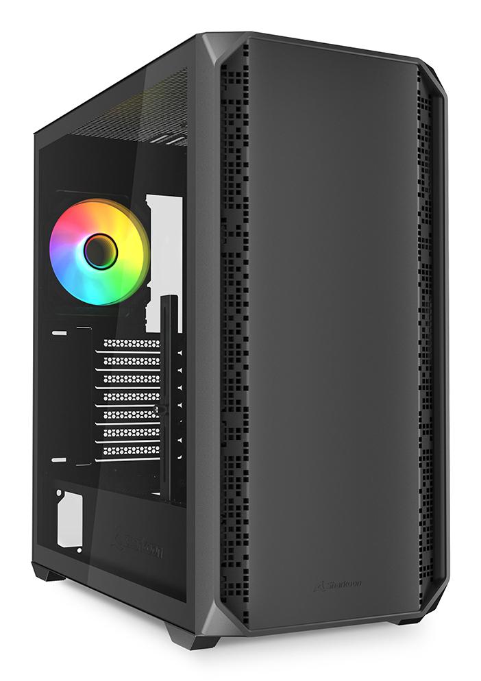 Sharkoon Ak2 Rgb Atx-kabinet  -  Sort, 2 Blæsere, Usb-c Og Btf - Geekd.dk