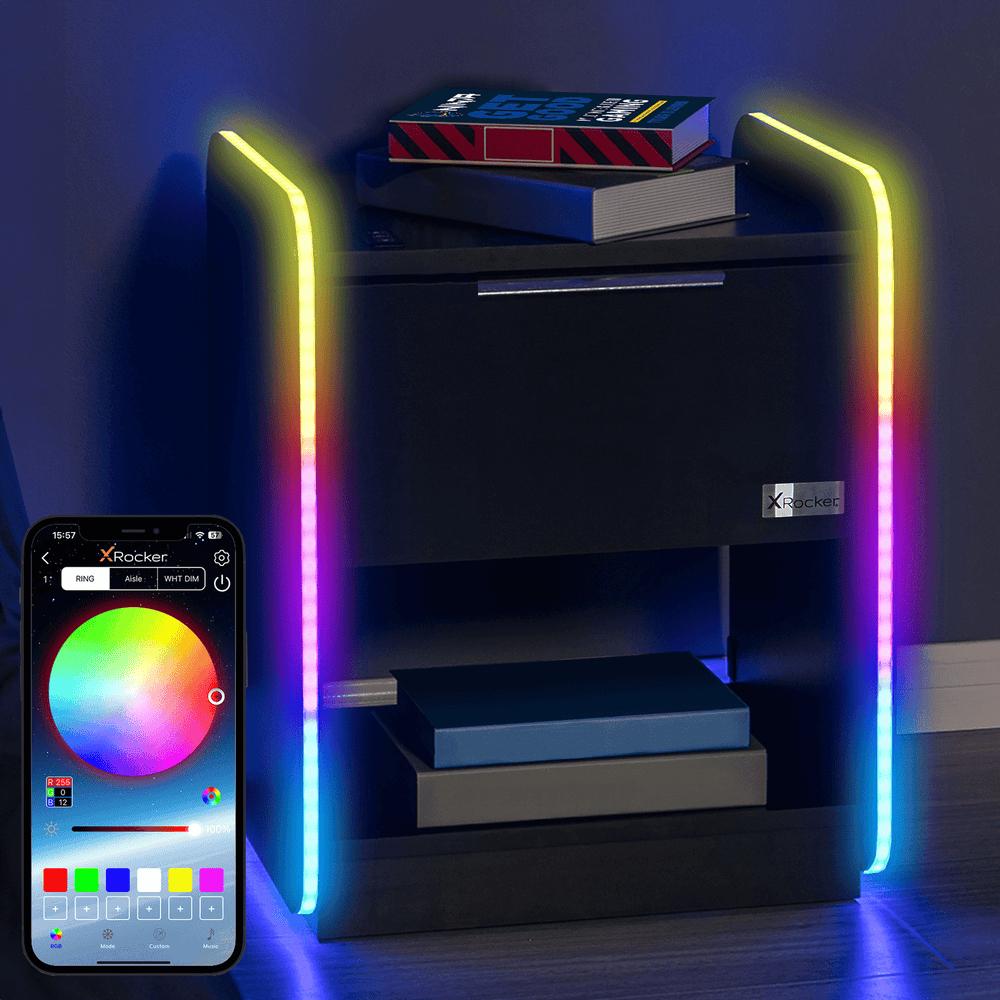 Xrocker Electra Bedside - Black With Black Led Møbler - Geekd.dk