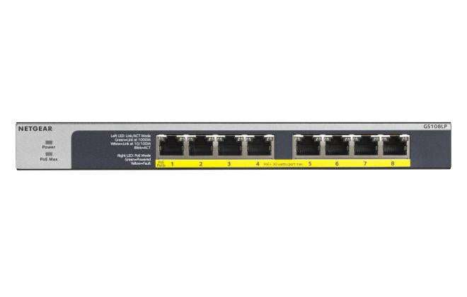 Netgear Gs108lp  -  8-port Gigabit Poe+-switch, 60 W - Geekd.dk