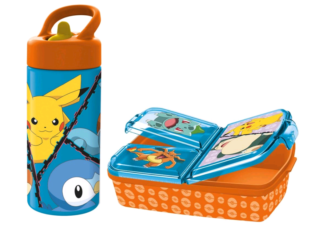 Stor Pokémon Madkasse Med 3 Rum + Drikkedunk 410 Ml Merchandise - Geekd.dk