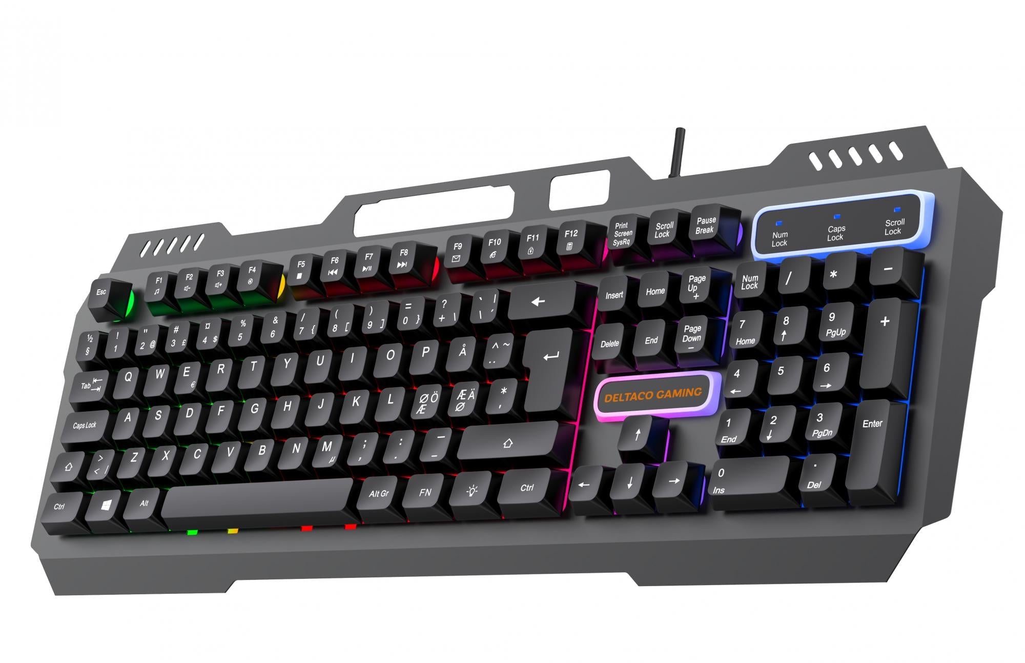 Deltaco Gaming Dk130 Gamingtastatur Med Regnbuelys  -  Nordisk - Geekd.dk