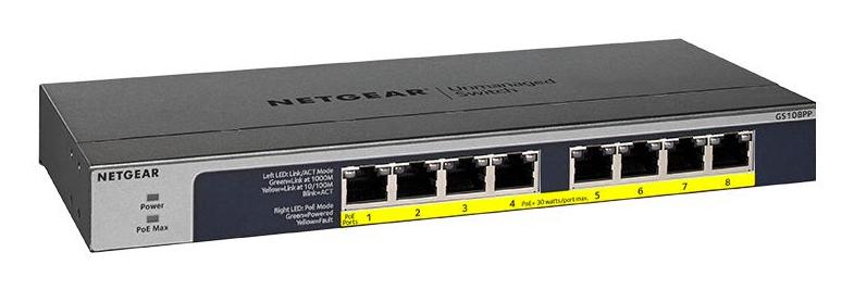Netgear Gs108pp  -  8-port Gigabit Poe+-switch, 123 W - Geekd.dk